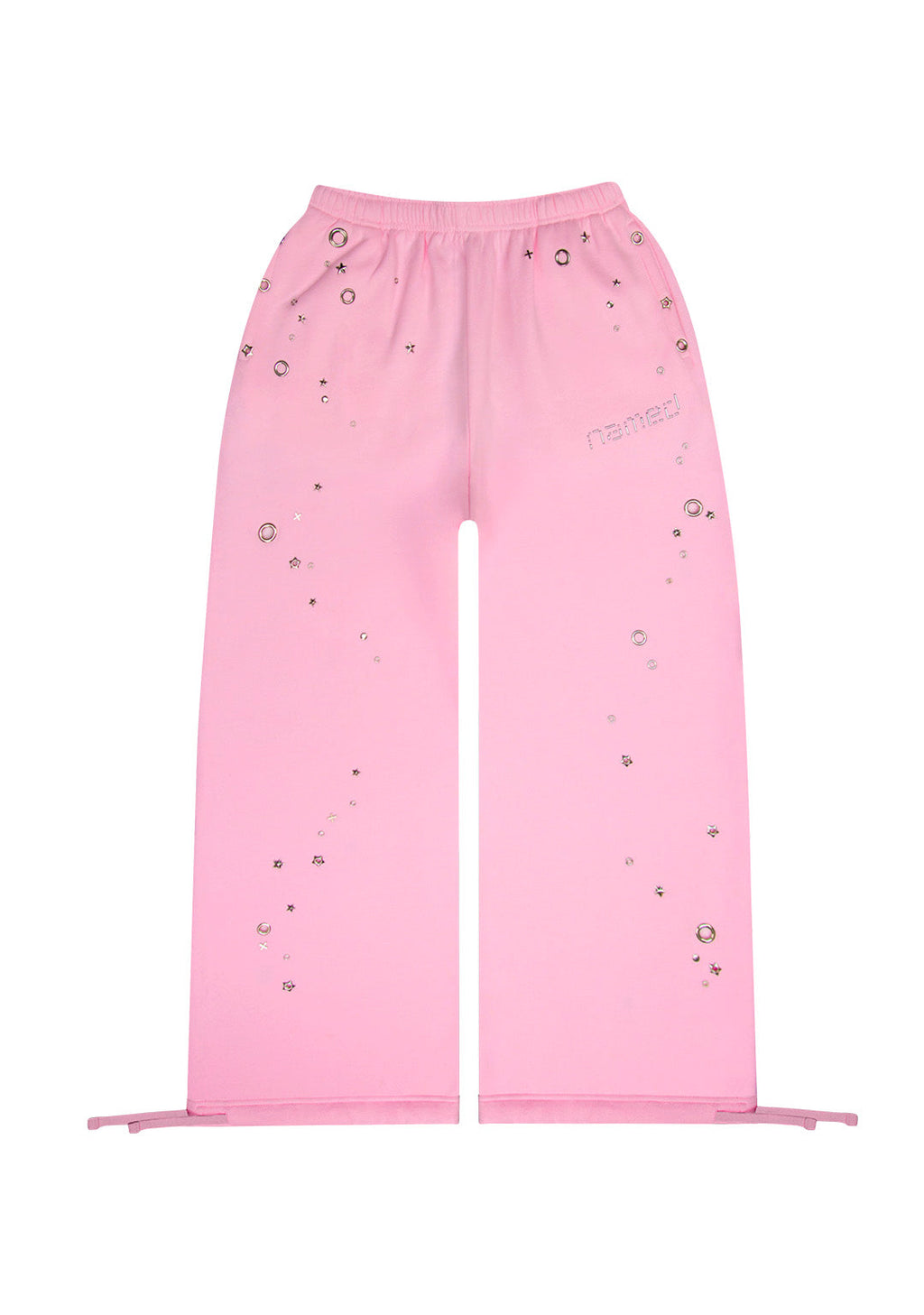 GLITCH EYELET OVERSIZED SWEATPANTS BABY PINK