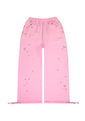 GLITCH EYELET OVERSIZED SWEATPANTS BABY PINK