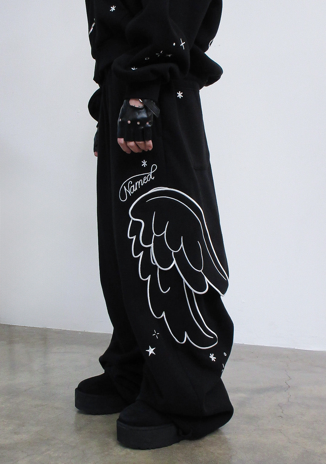 STITCH WINGS OVERSIZED SWEATPANTS BLACK (DETACHABLE WINGS)