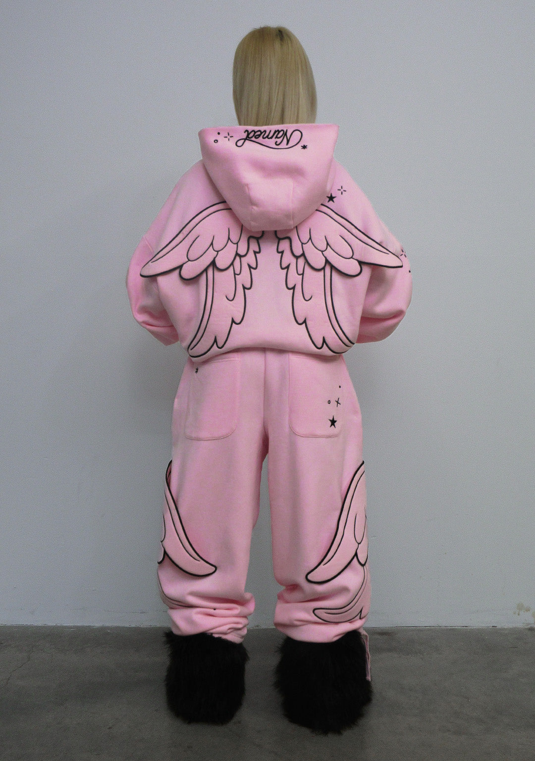 STITCH WINGS PULLOVER HOODIE BABY PINK (DETACHABLE WINGS)