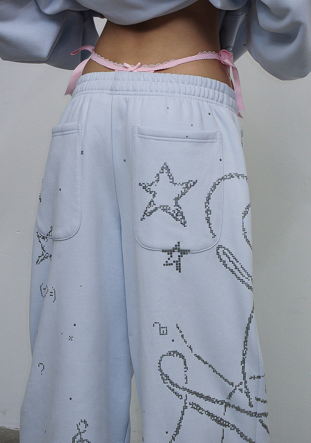 DREAMER RHINESTONE TEDDY OVERSIZED SWEATPANTS BABY BLUE