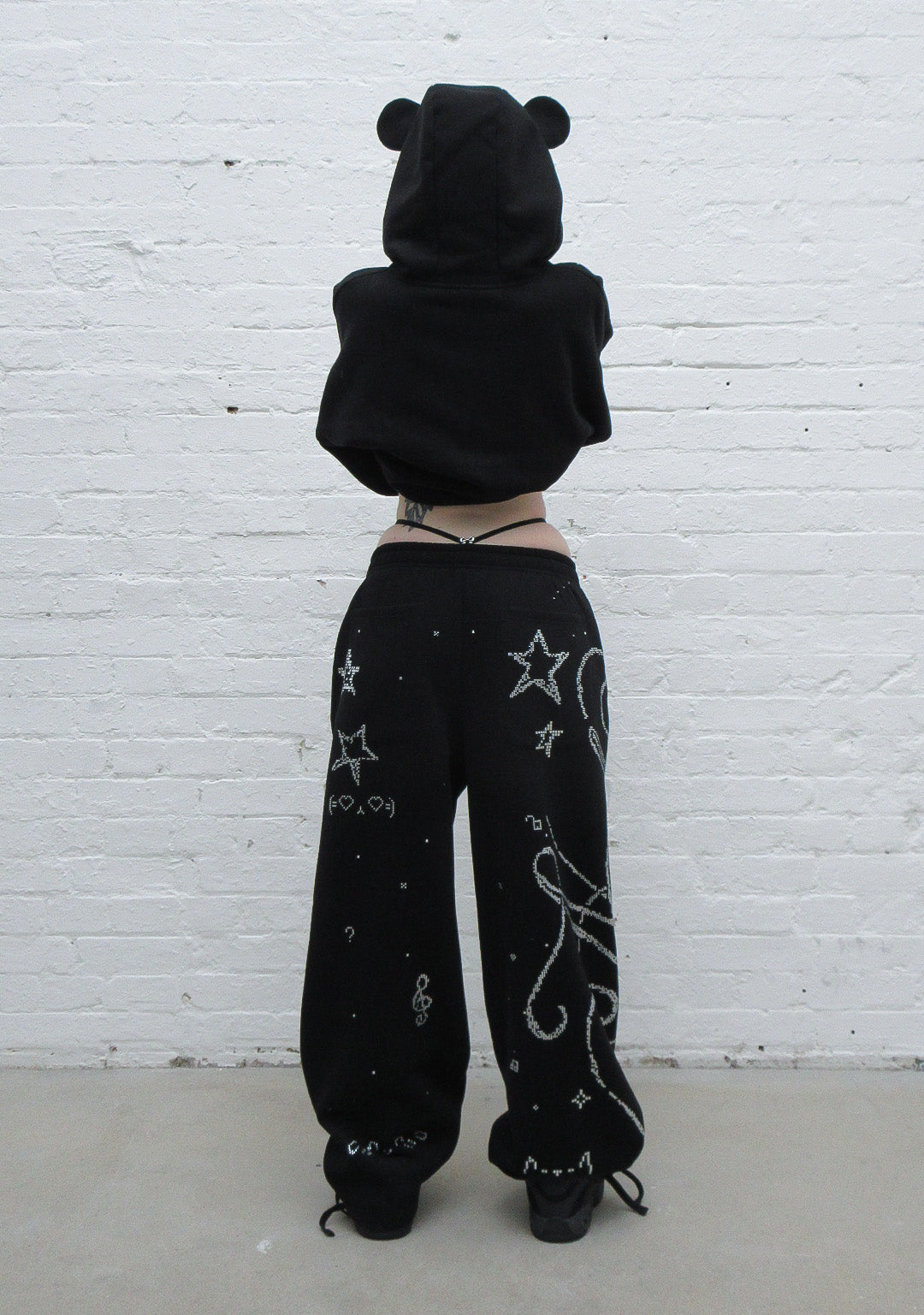 DREAMER RHINESTONE TEDDY OVERSIZED SWEATPANTS BLACK