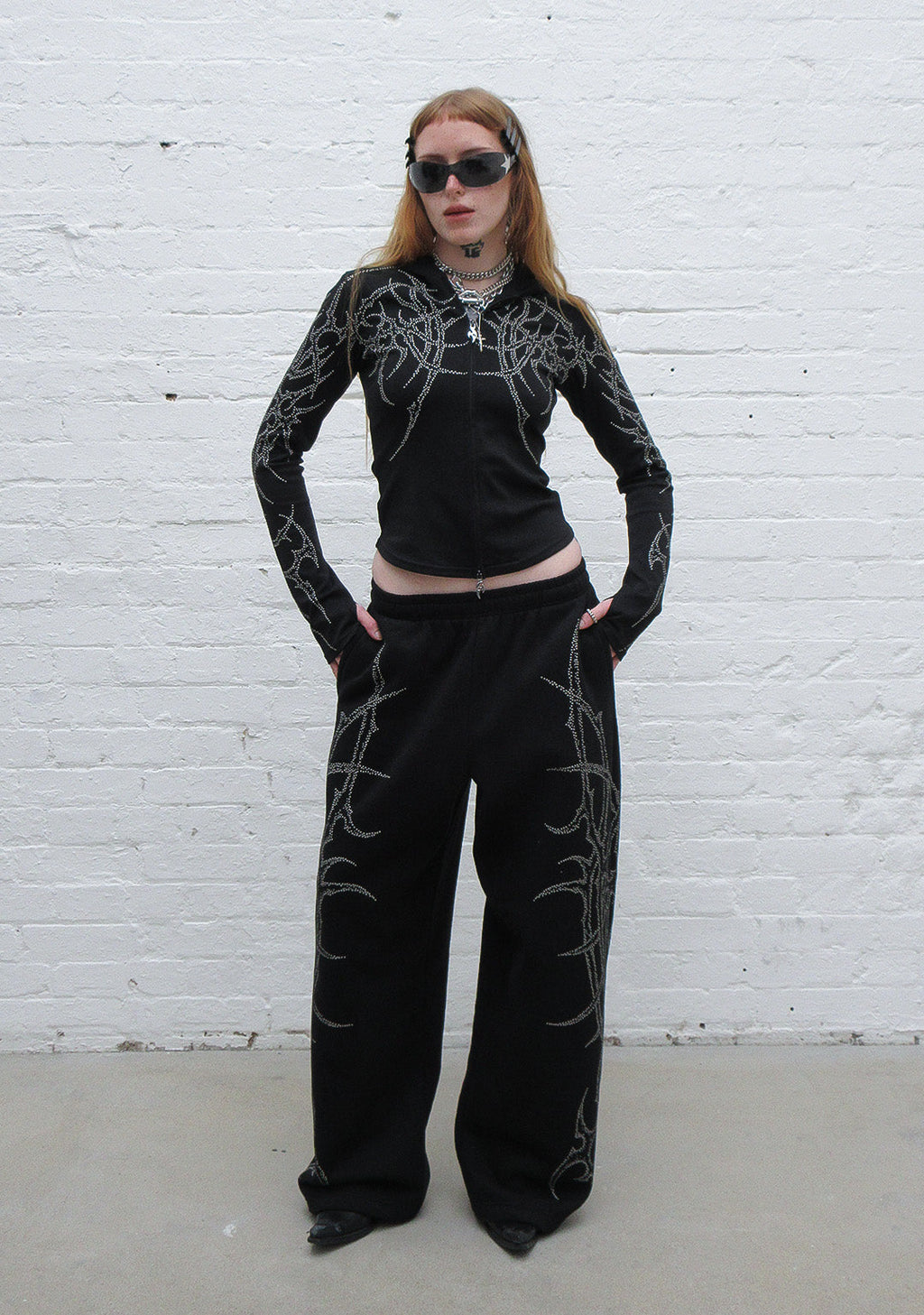 HAUNT STUDDED OVERSIZED SWEATPANTS BLACK