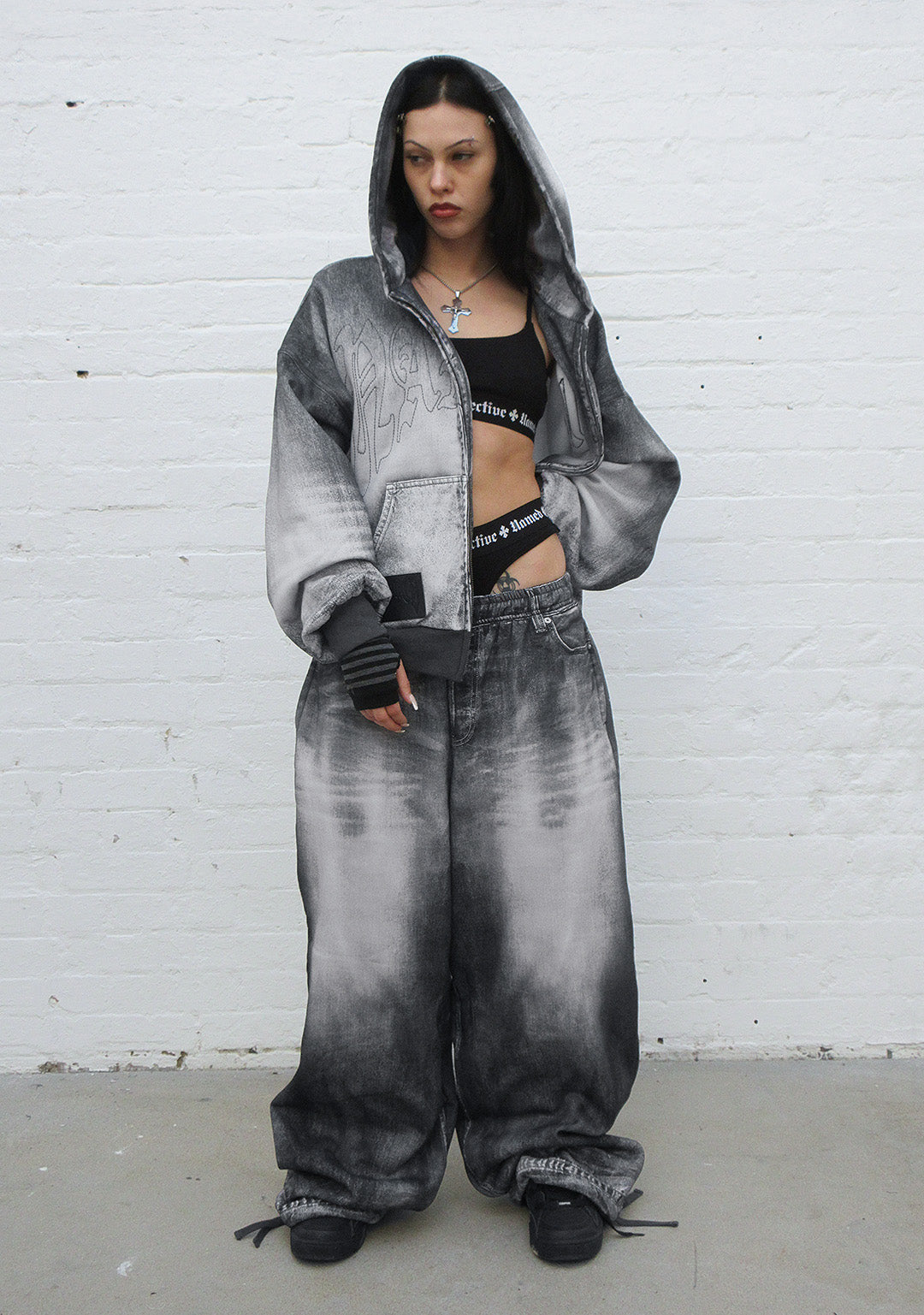 OFF GRID DENIM EFFECT OVERSIZED SWEATPANTS WASHED BLACK
