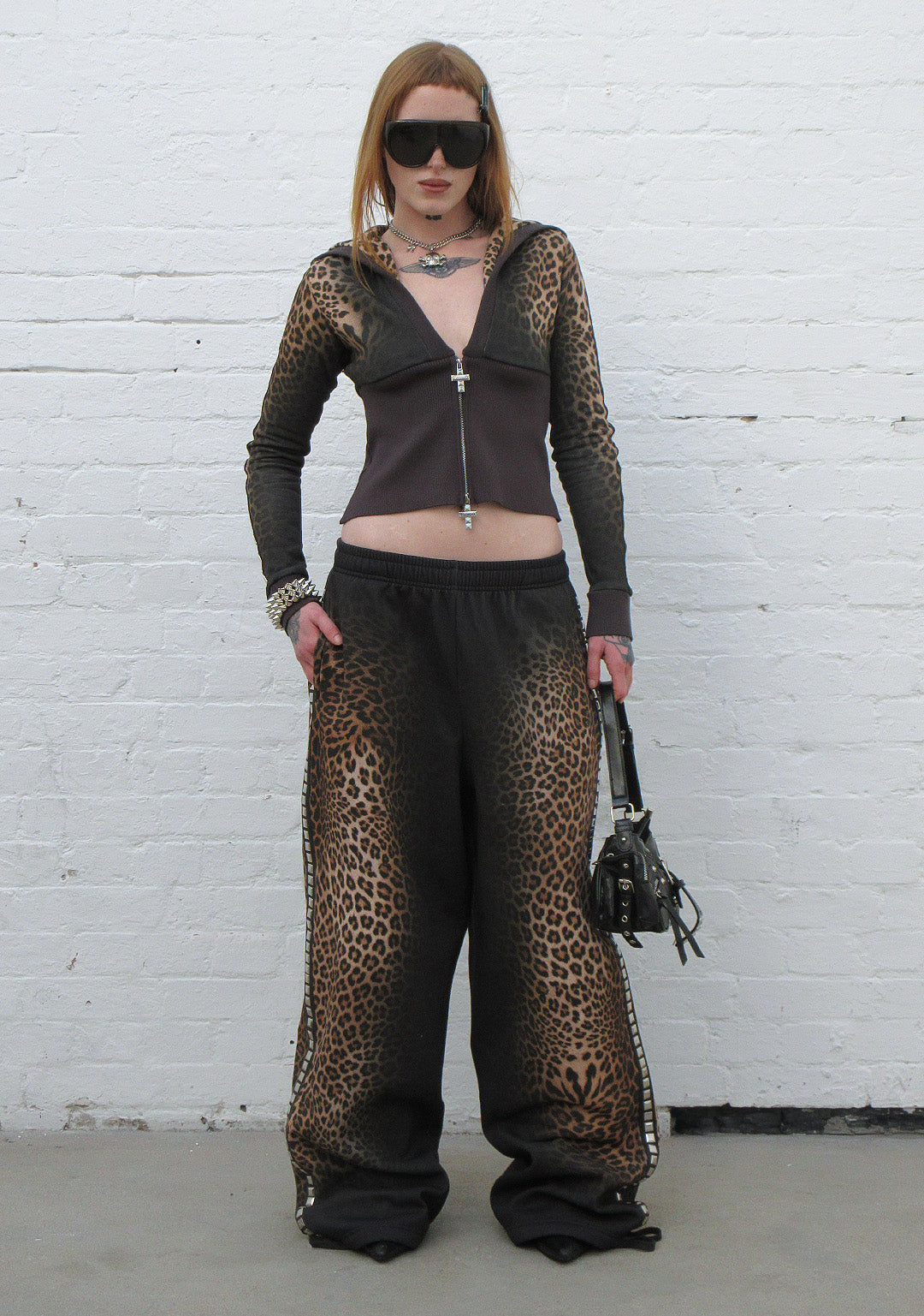RUMOUR STUDDED OVERSIZED SWEATPANTS LEOPARD