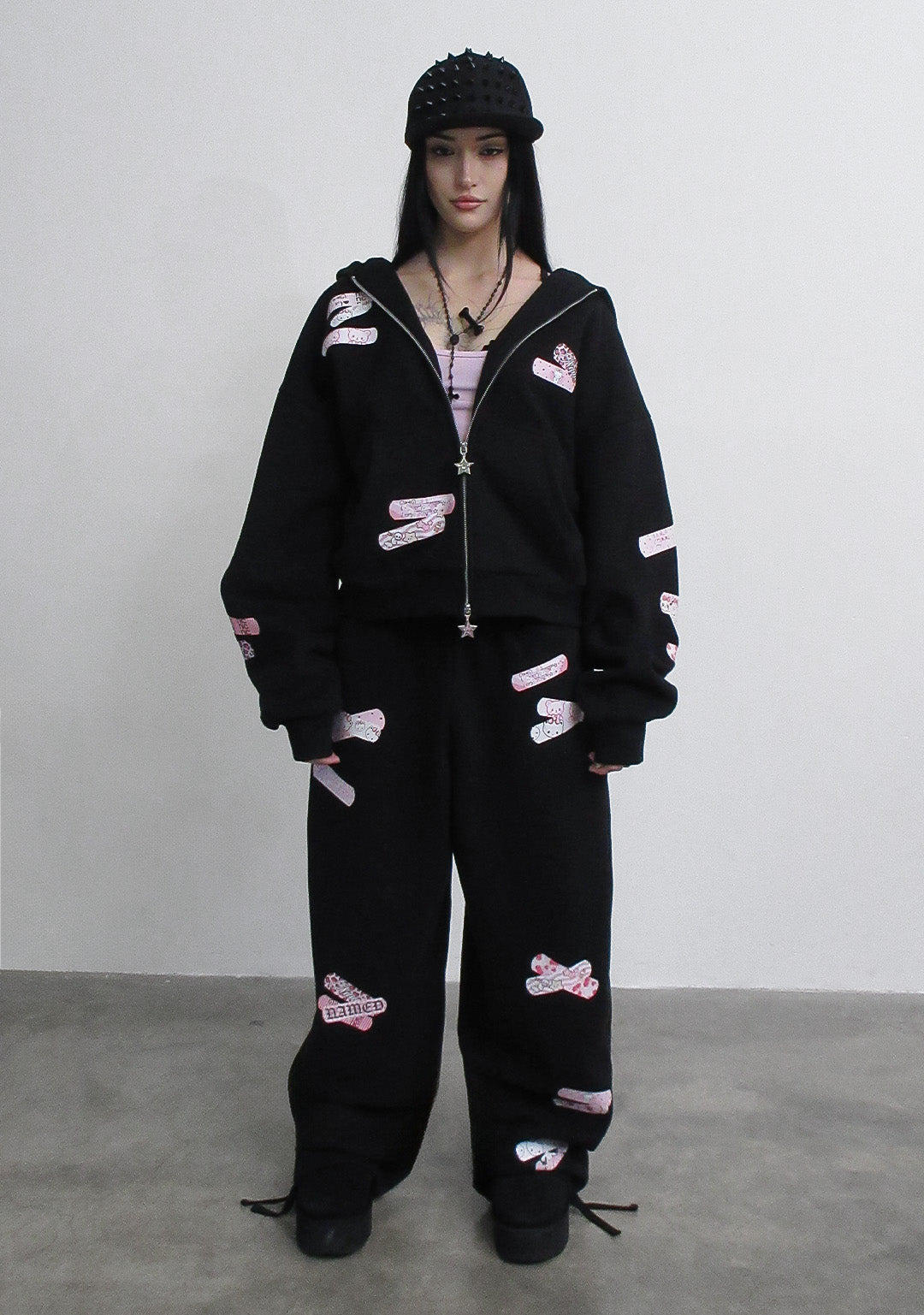 STITCH TEDDY OVERSIZED SWEATPANTS BLACK