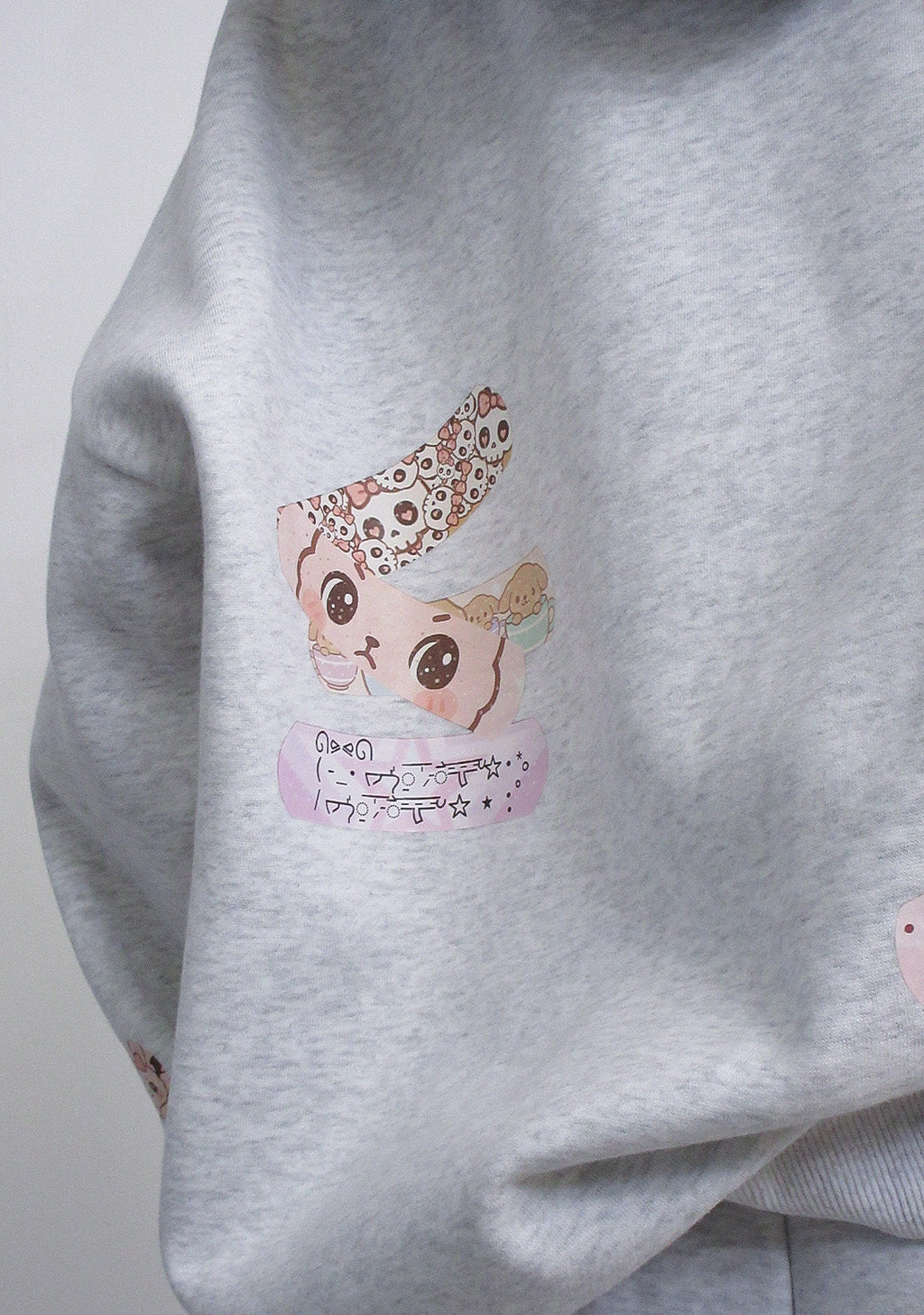 STITCH TEDDY ZIP HOODIE WHITE MARL