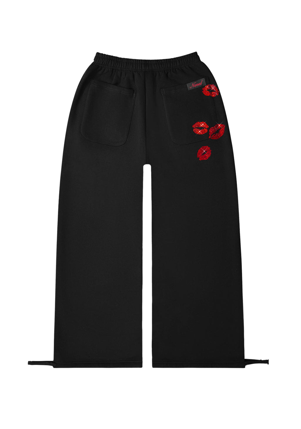 TEASE RHINESTONE KISS OVERSIZED SWEATPANTS BLACK