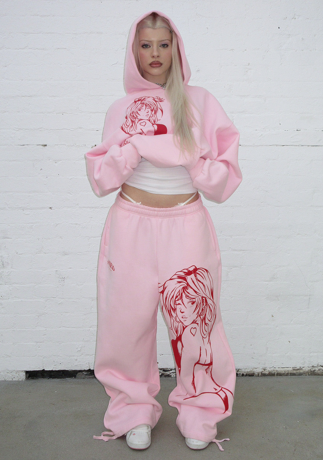 X-RATED OVERSIZED SWEATPANTS BABY PINK
